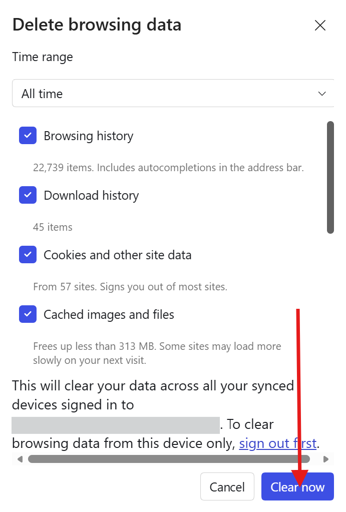 Clear browsing data for Microsoft Edge