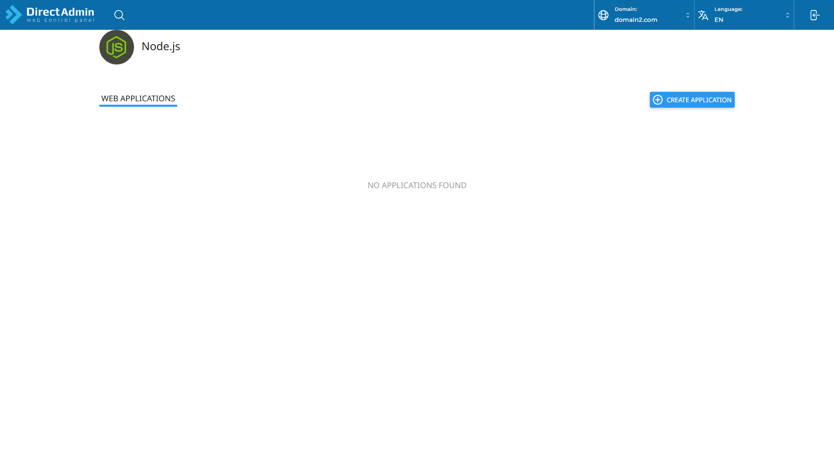 DirectAdmin Setup Node.js App - Create Application