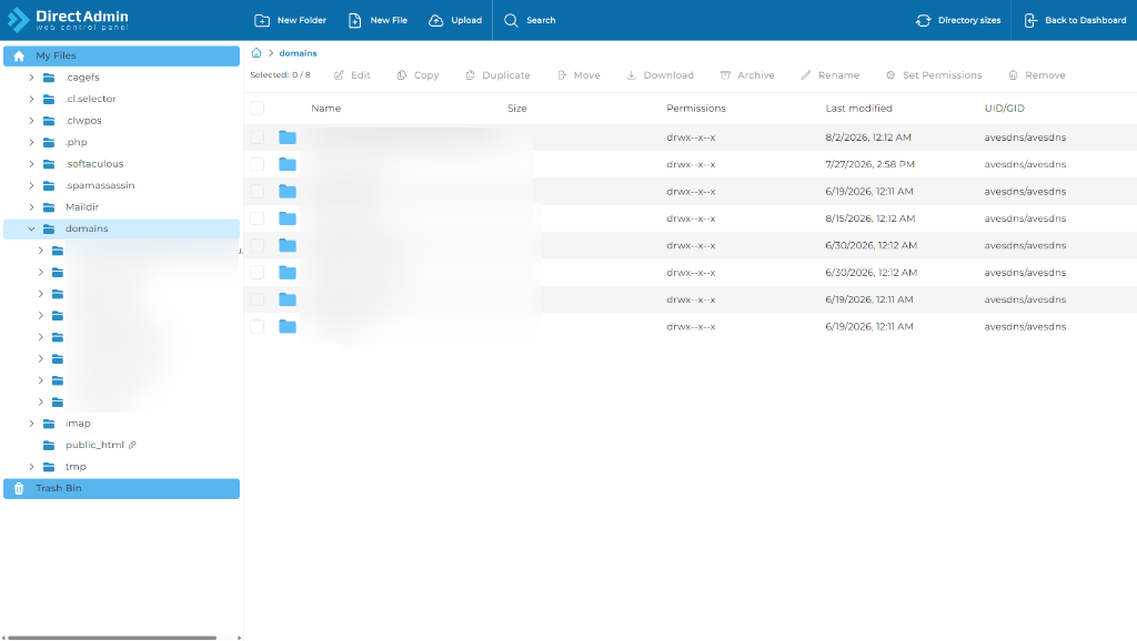 DirectAdmin File Manager - public_html Directory