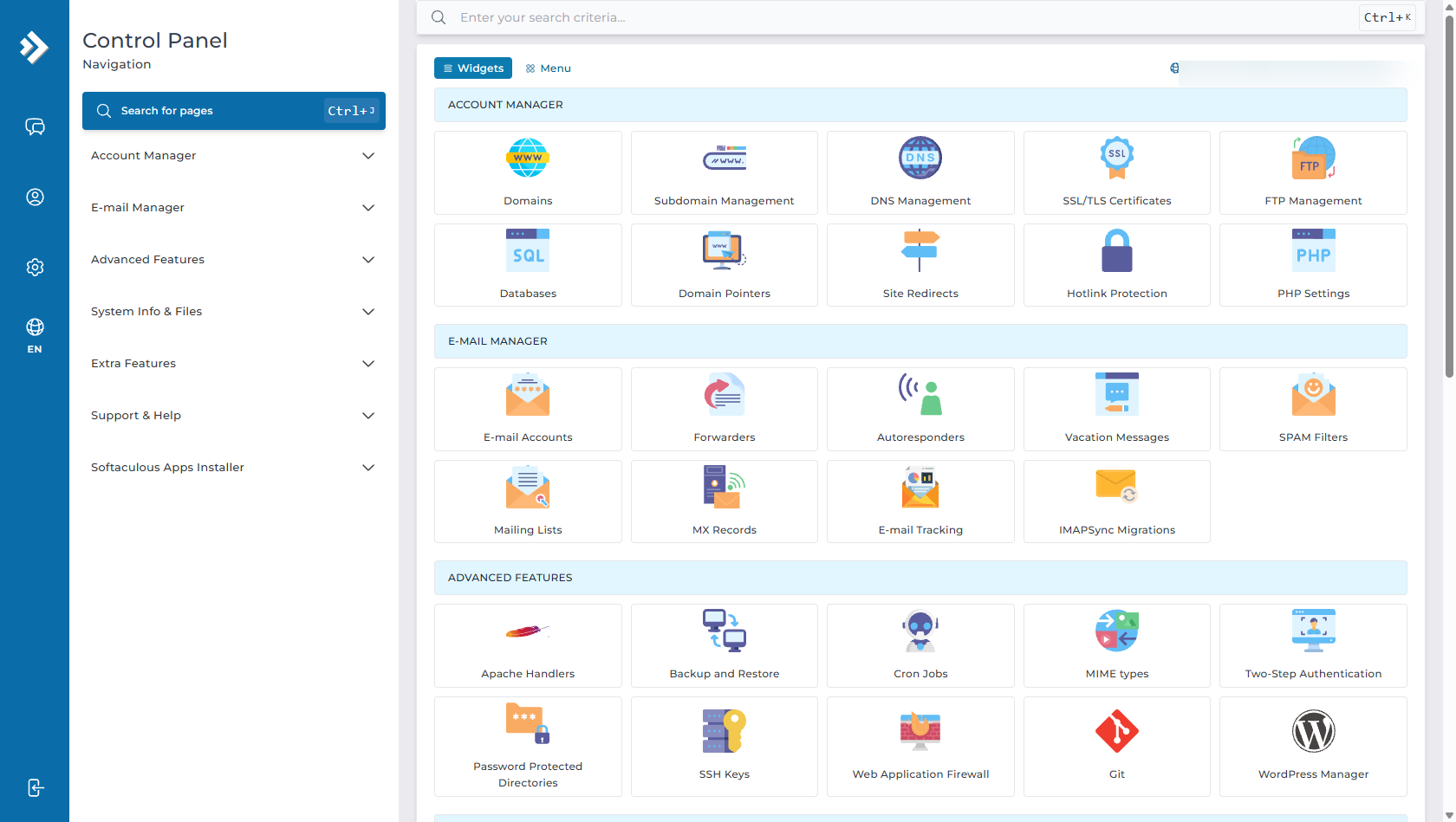 DirectAdmin Dashboard - Account Manager SSL TLS Certificates