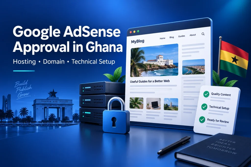 Google AdSense approval in Ghana with domain, hosting and technical setup