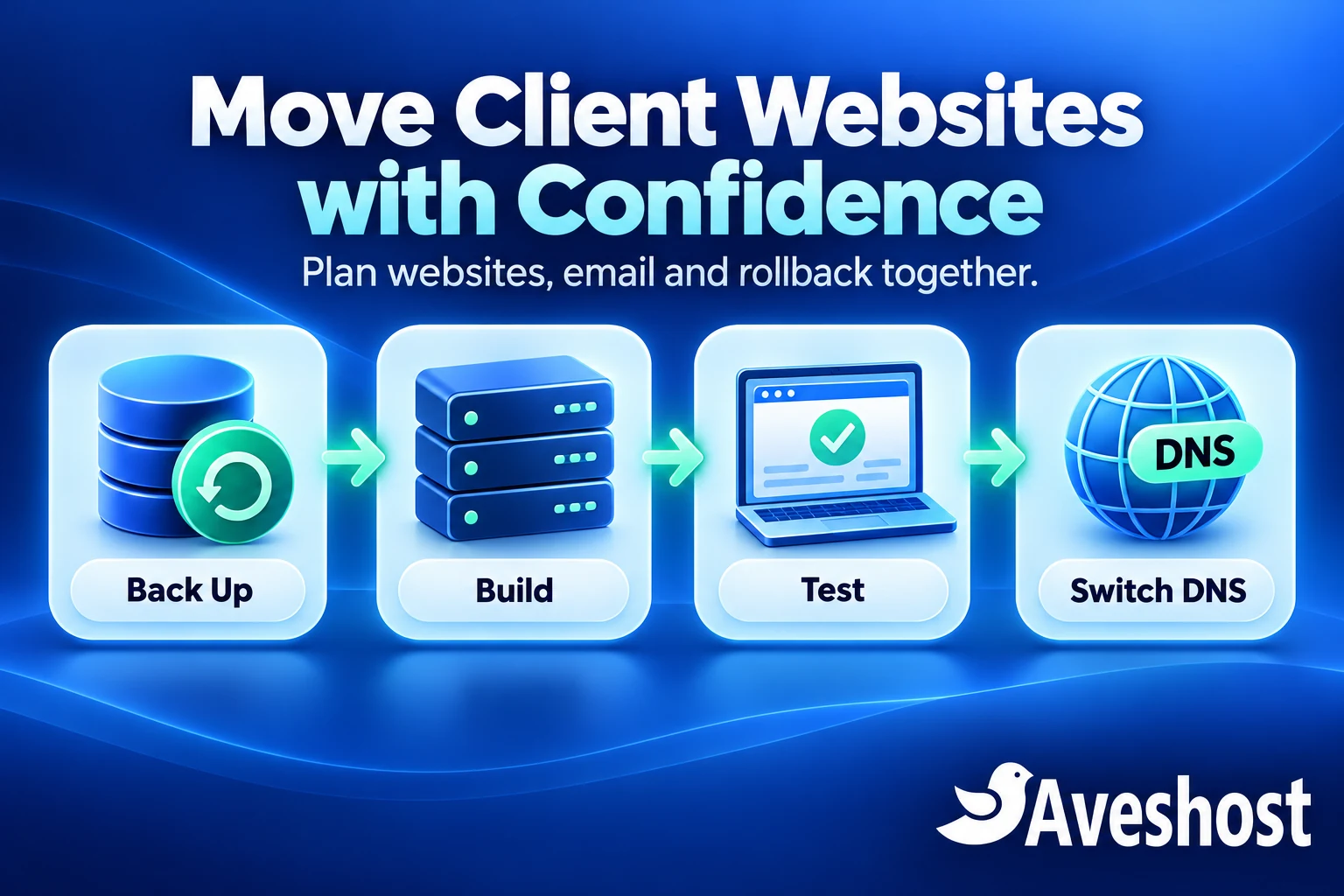 Agency website migration steps: back up, build, test and switch DNS
