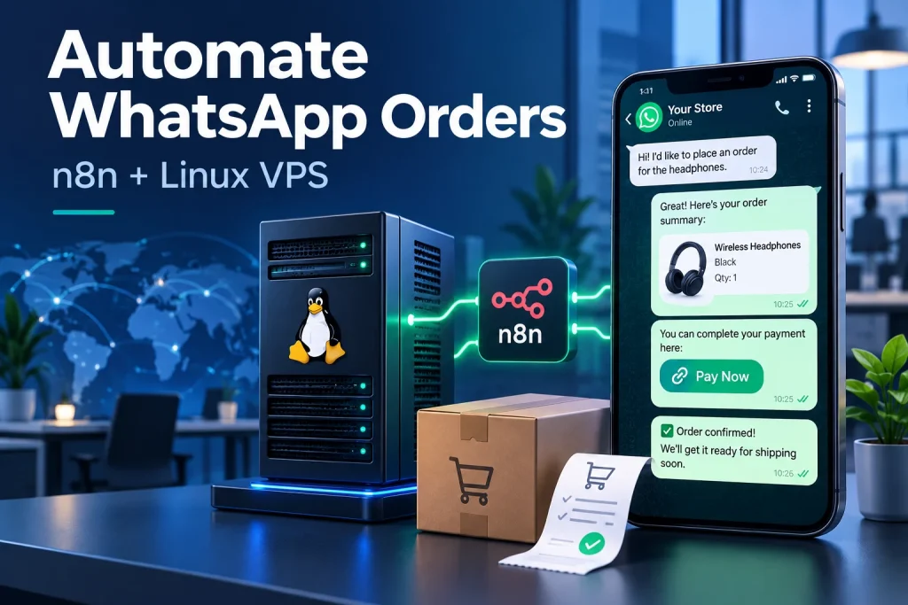Automate WhatsApp orders with n8n on a Linux VPS using payment links and order updates