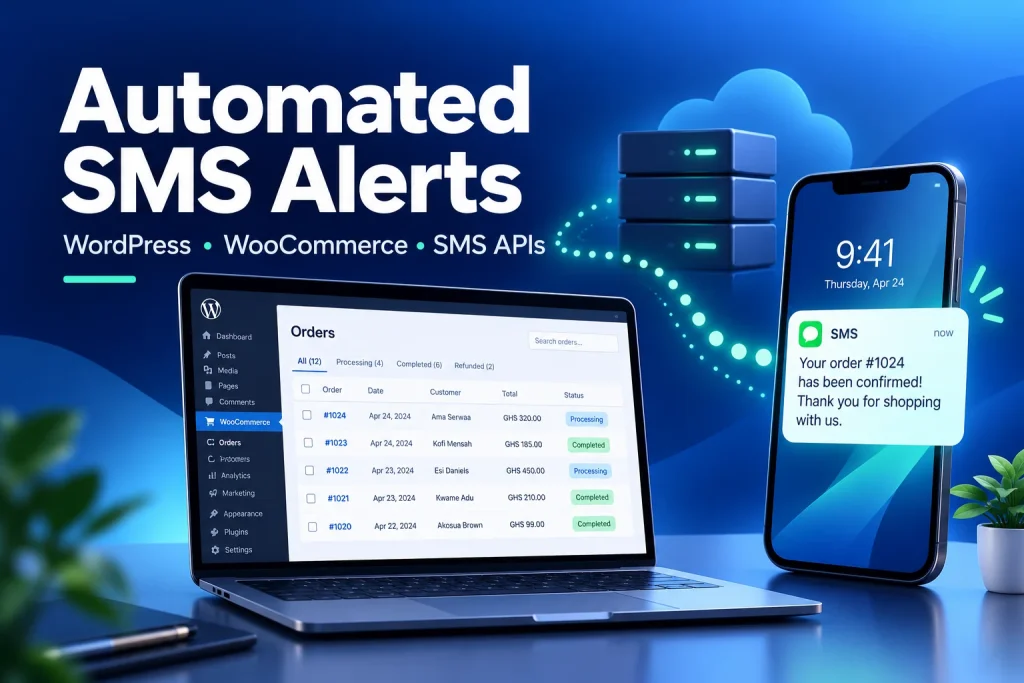 Automated SMS alerts from WordPress and WooCommerce to a customer smartphone
