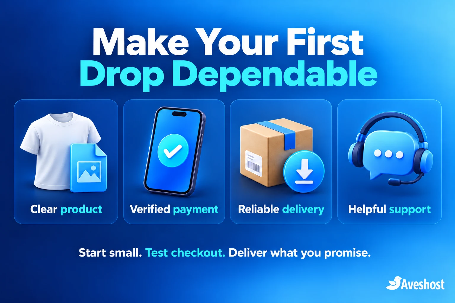 Creator store launch checklist covering clear products, verified payment, reliable delivery and helpful support