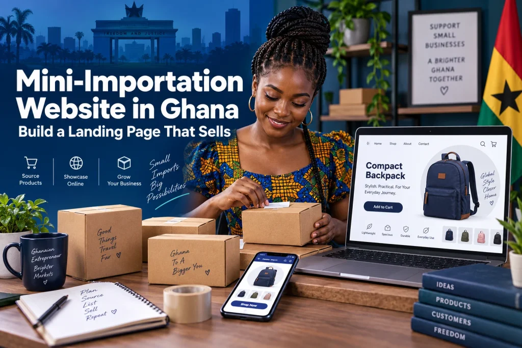 Mini-importation website in Ghana with a mobile-friendly product landing page