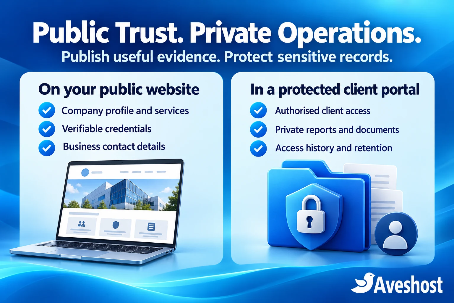 Public security company website information compared with authorised private client portal records