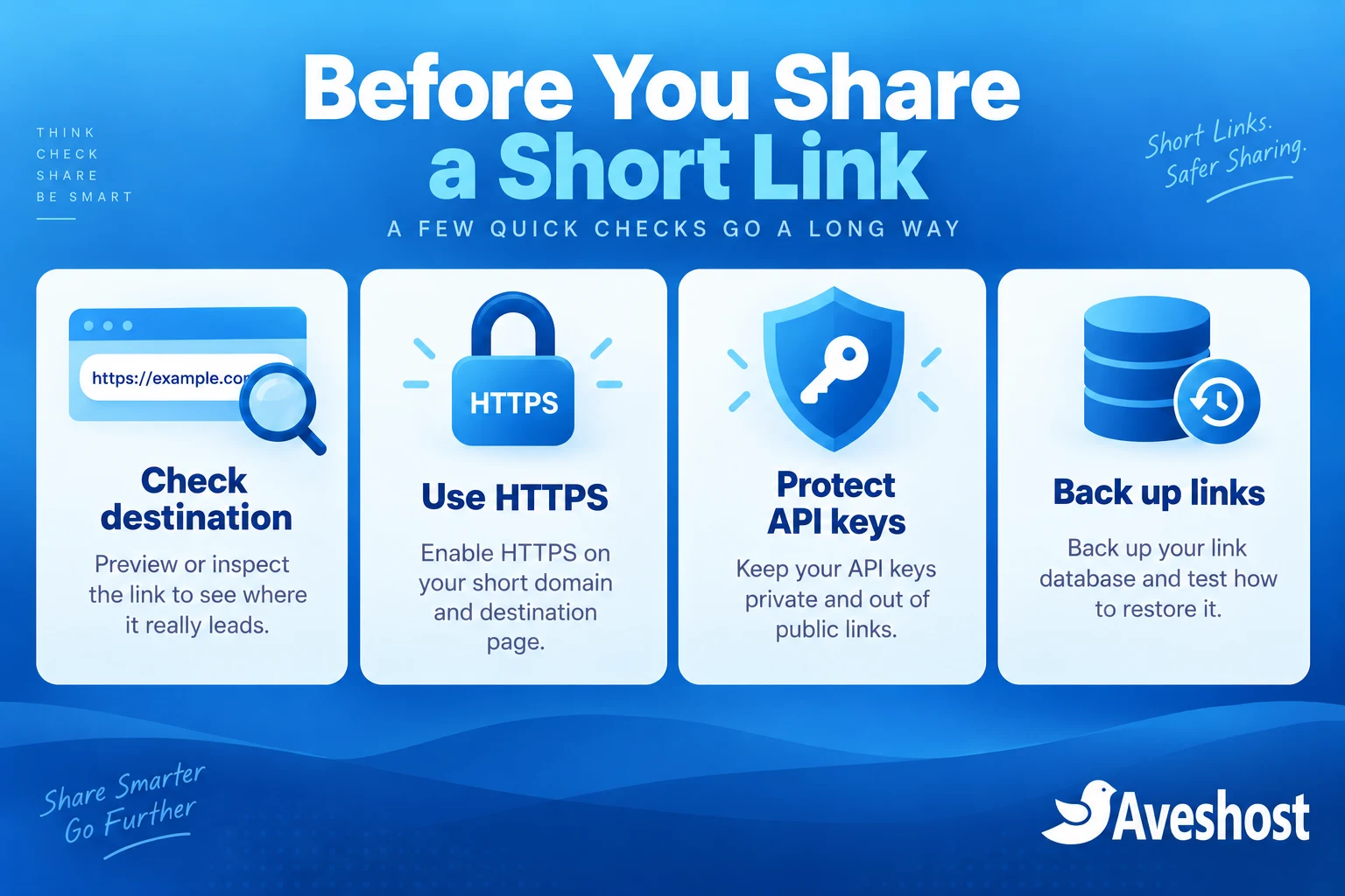 Short link checklist: check destinations, use HTTPS, protect API keys and back up links