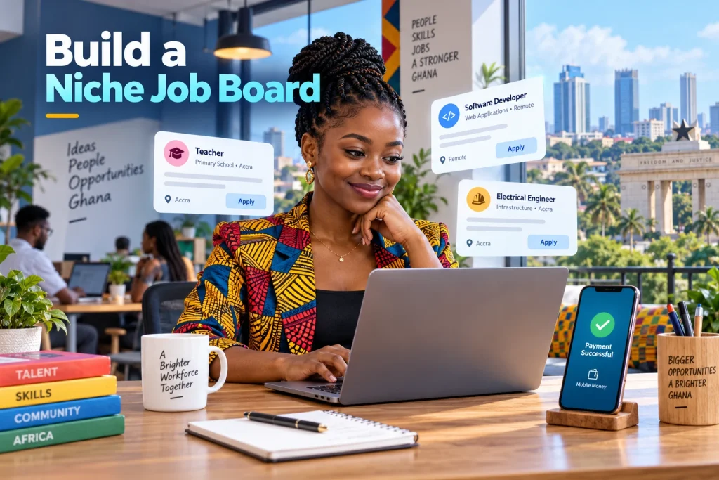 Start a job board in Ghana with niche vacancies and MoMo employer payments