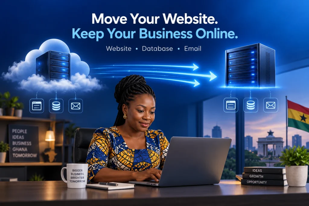 Migrate a cPanel website to another host in Ghana while protecting websites, databases and email